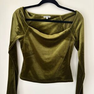Reformation Olive Velvet Blouse size S